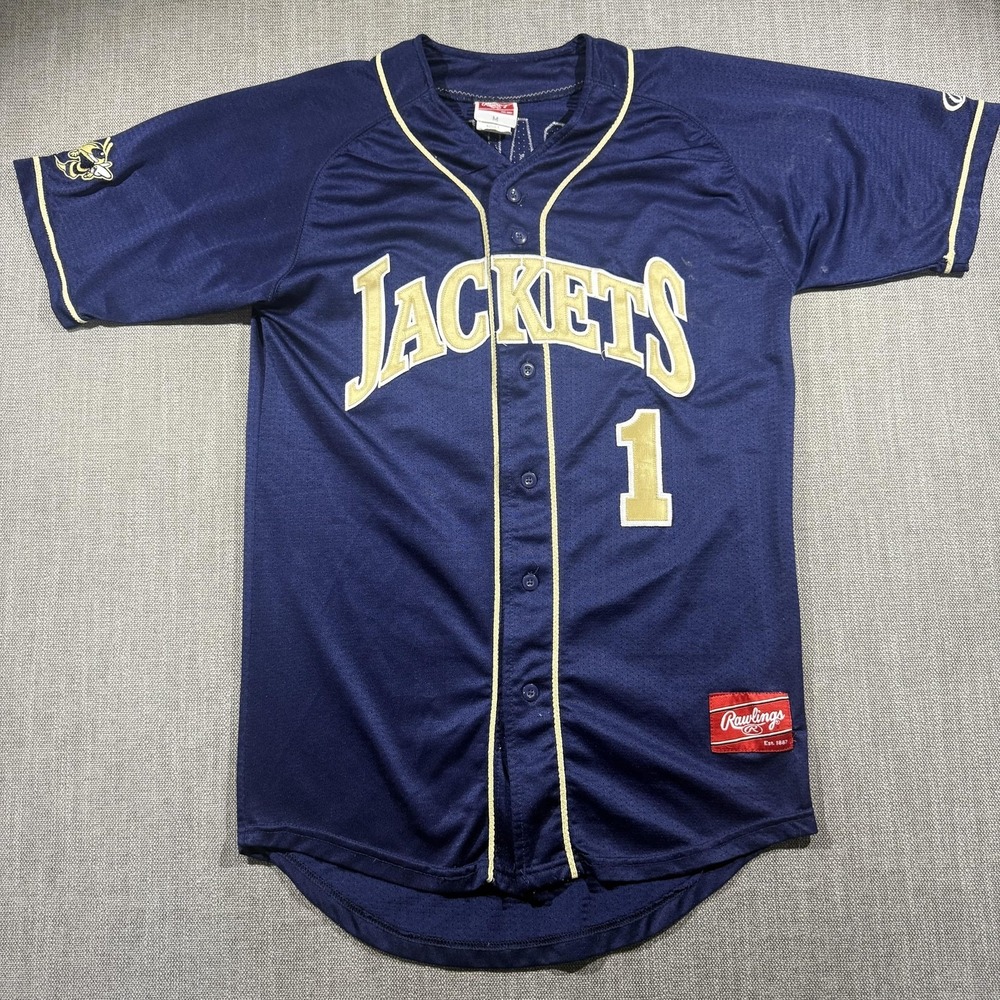 Georgia Tech Yellow Jackets Jersey Mens‎ Medium Blue Baseball Rawlings Baum